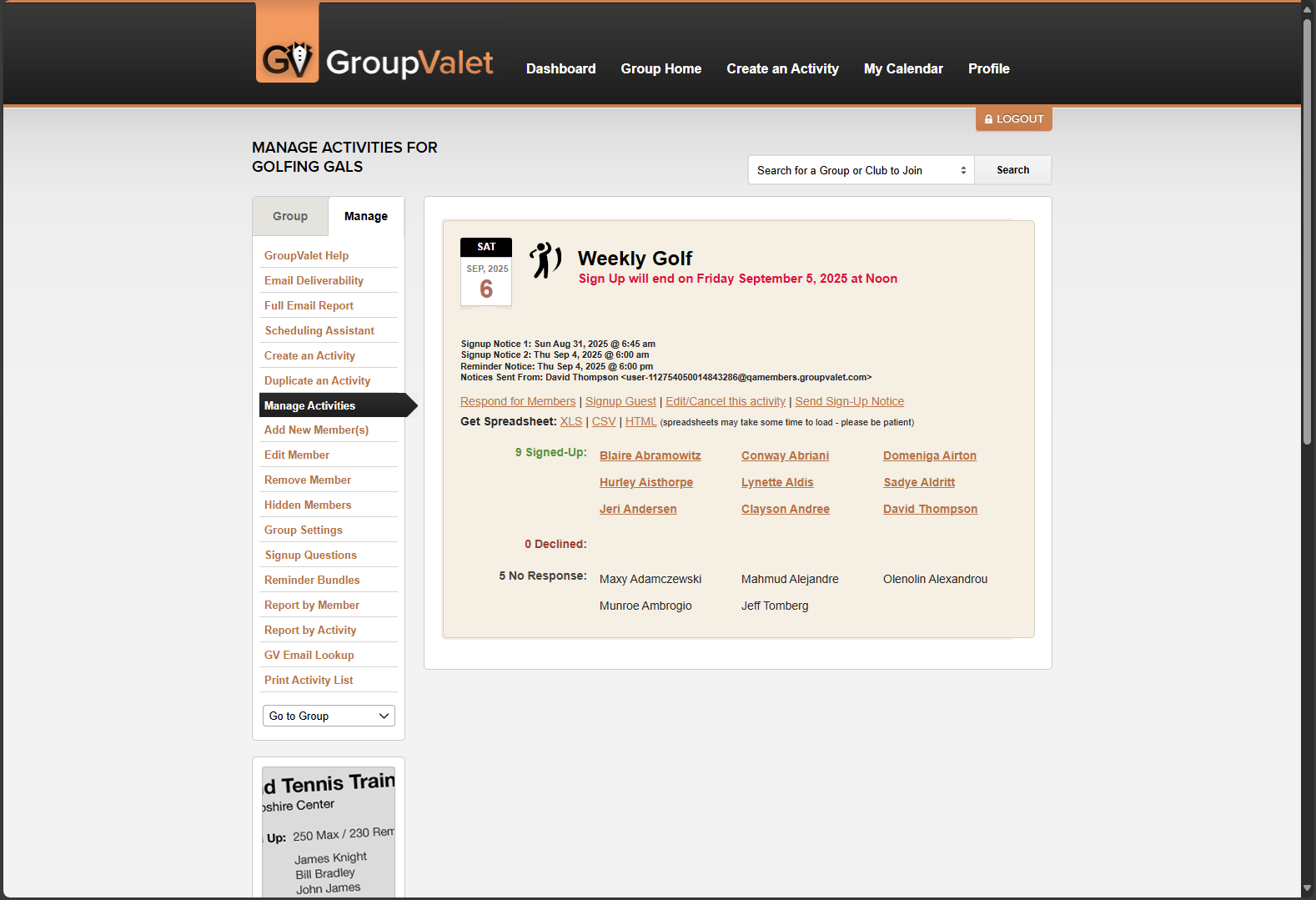 Current Activities Desktop