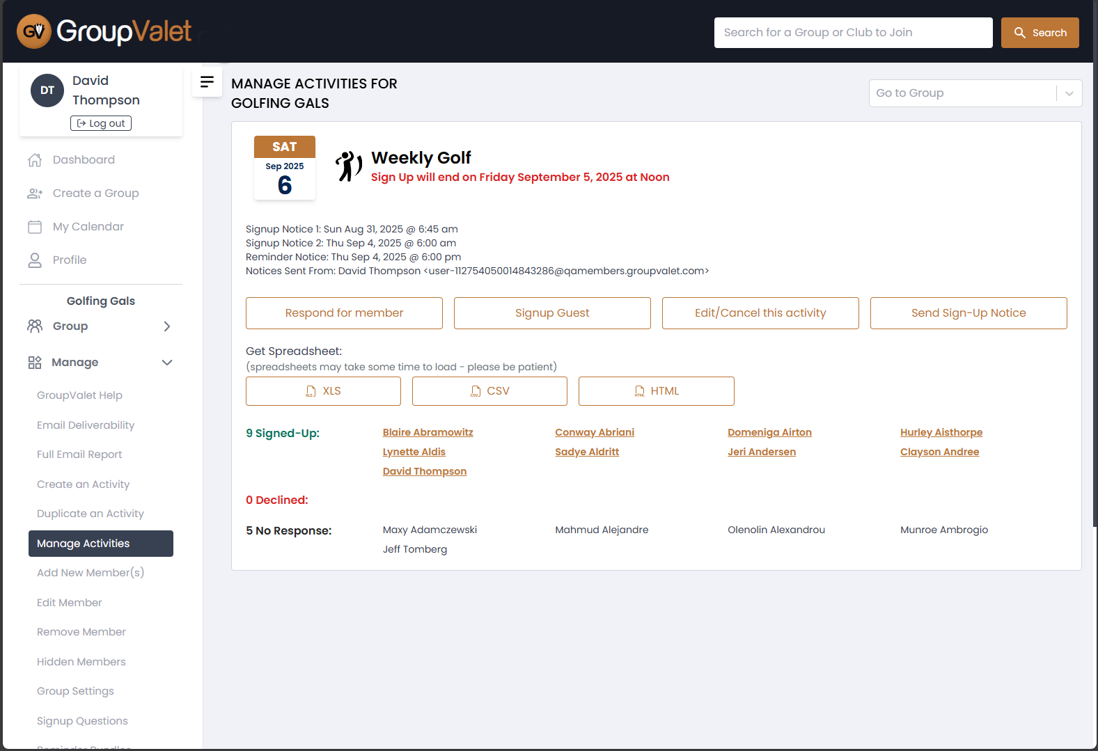 Upcoming Activities Desktop