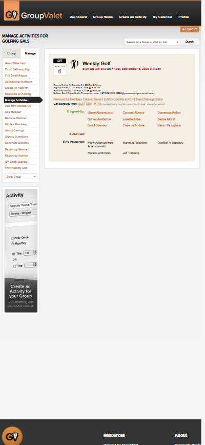 Current Activities Mobile